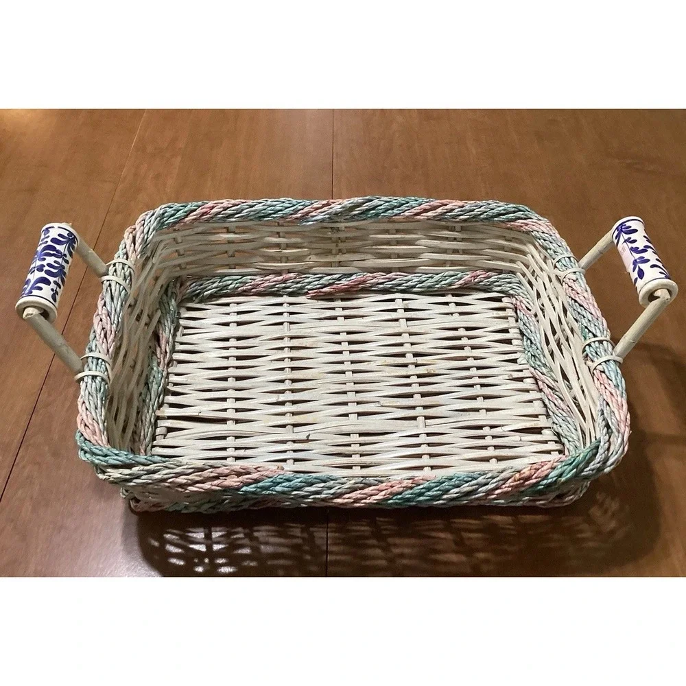 VTG  Gathering Fruit Vegetable Storage Basket W/ Ceramic Handles - 18